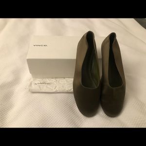 Vince satin maxwell olive green ballet flat